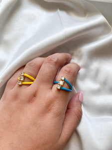 Three Stones Neon Rings