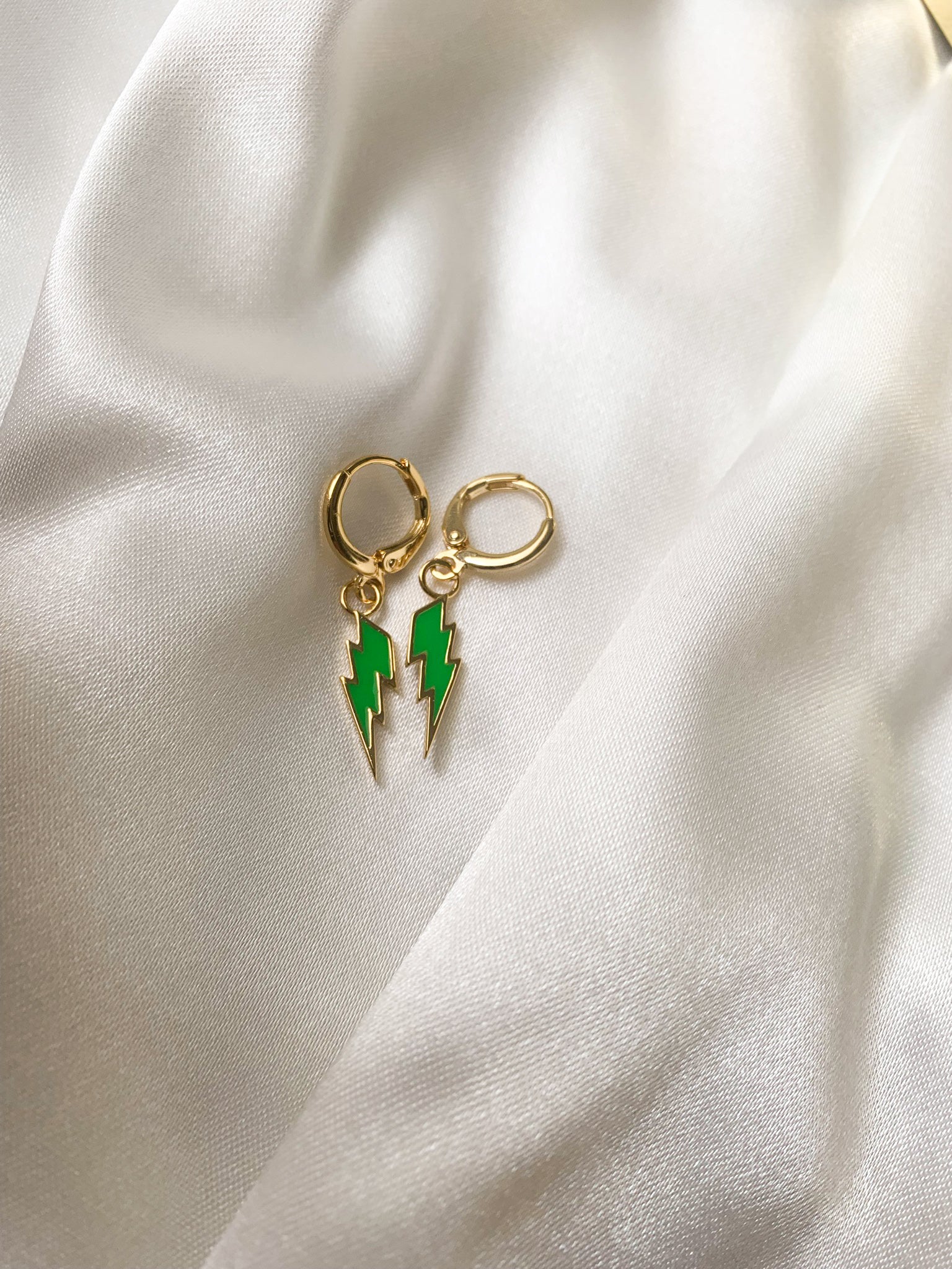 Green Bolt Earrings