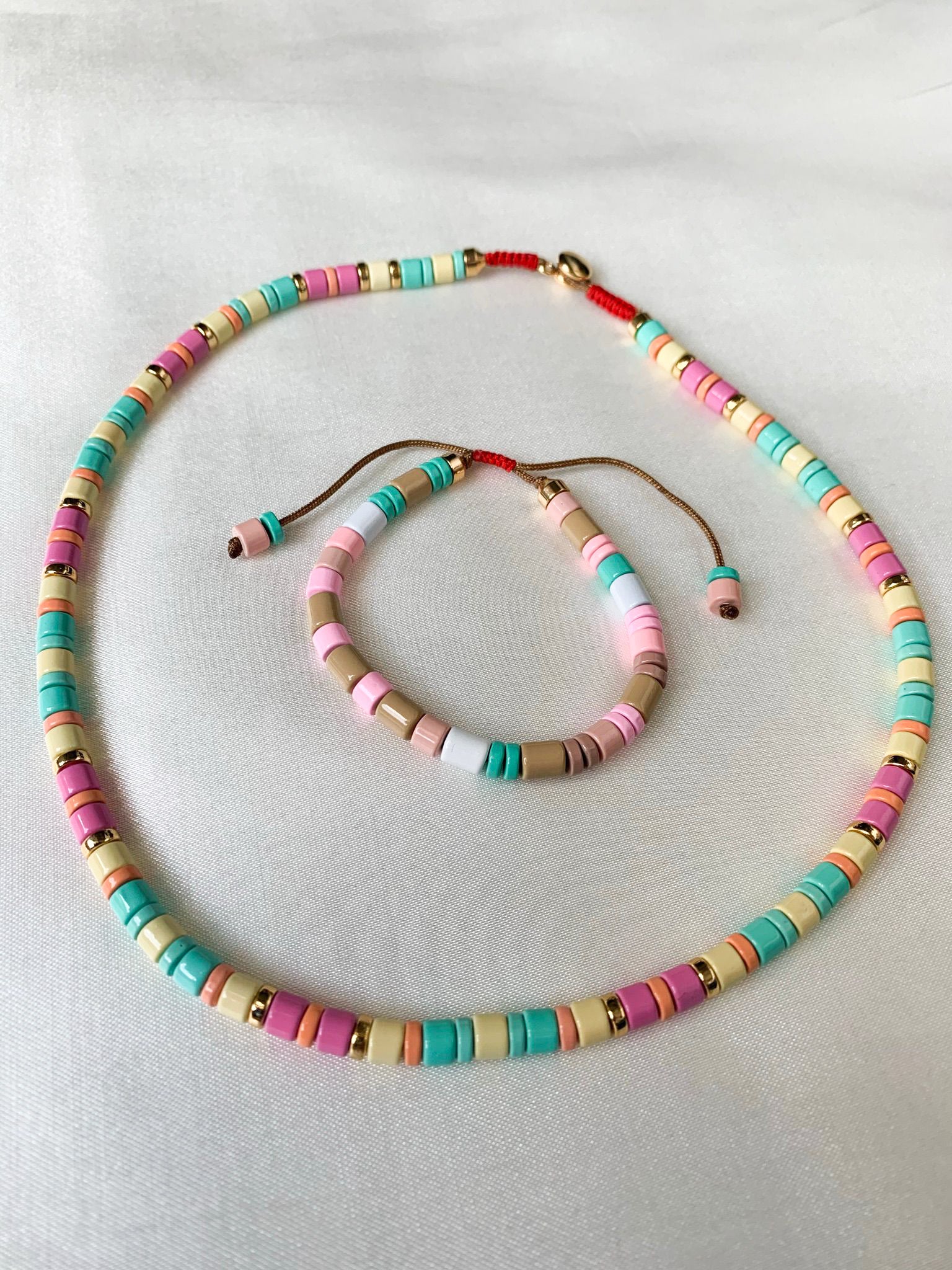 Ceramic Beaded Necklace and Bracelet