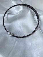 Load image into Gallery viewer, Black Leather Braided Choker and Bracelet
